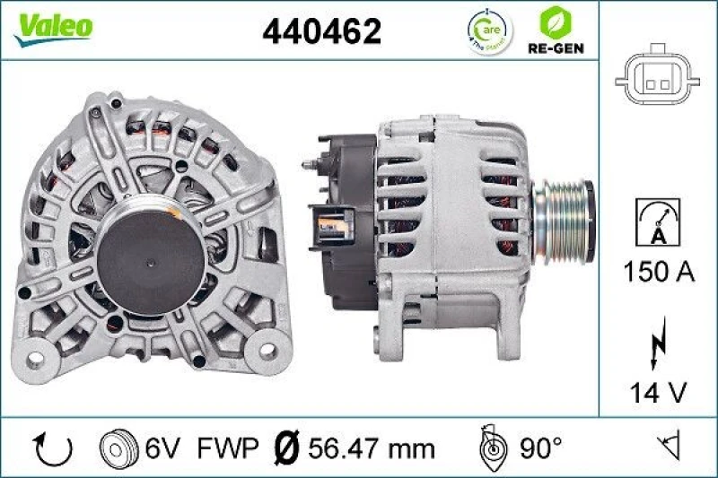 Image of VALEO 440462 Generator VALEO RE-GEN REMANUFACTURED Alternator Charging Current: 150A, Voltage: 14V Alternator (4)