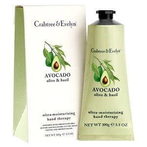 image of Crabtree & Evelyn Avocado Olive and Basil Ultra Moisturising Hand Therapy 100g