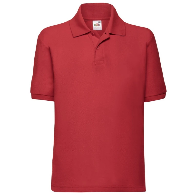 Image of Fruit of the Loom 65 35 Pique Polo Shirt Pack of 2 in Red Size: 12-13 Years Red Unisex 12-13 Years