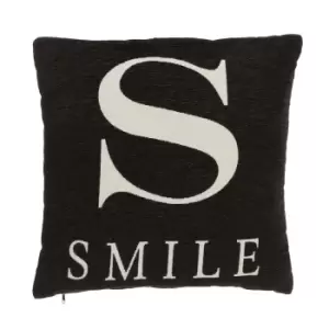 image of "Smile" Black Filled Cushion 45x45cm