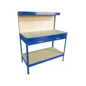 image of KMS - SwitZer Steel Garage Workbench With Drawers Pegboard Blue