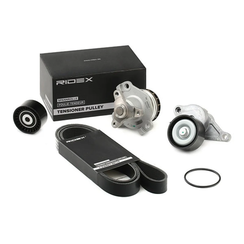 Image of RIDEX 4172P0018 Water Pump + V-Ribbed Belt Kit with water pump Water Pump + V-Ribbed Belt Kit (4172)