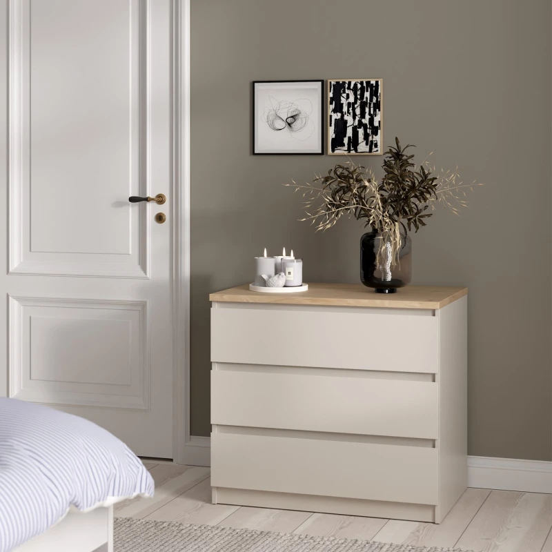Image of Furniture To Go Naia Chest of 3 Drawers in Beige Beige Unisex