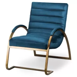 Image of Hill Interiors Ribbed Ark Chair in Navy & Brass