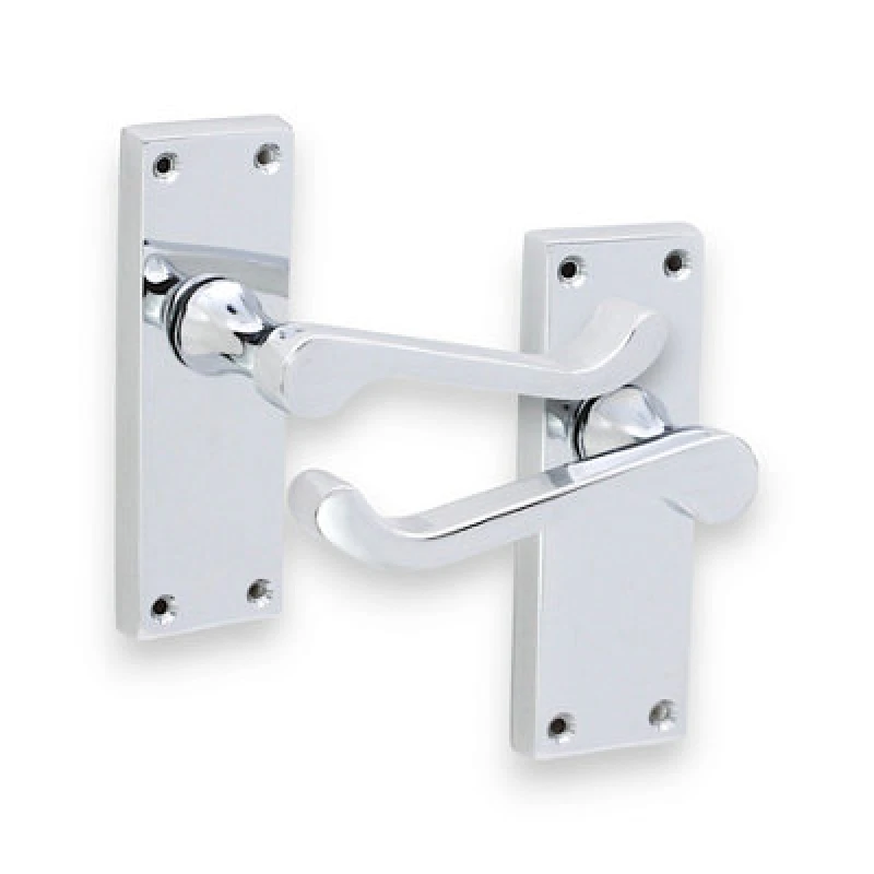 Image of Spira Brass Victorian Scroll Latch Lever Handle 115mm Polished Chrome