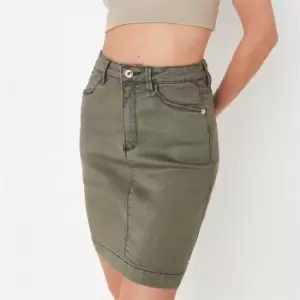 Image of Missguided Denim Mini Skirt - Green