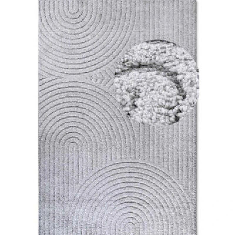 Image of The Rugs New York Design Rug Runner Panglao Polyester Geometric High Low Rug In Grey
