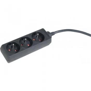 image of 1.5m Black Eu Schuko 3 Way Power Strip