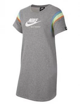 image of Nike Older Girls Heritage Short Sleeve Dress - Grey White