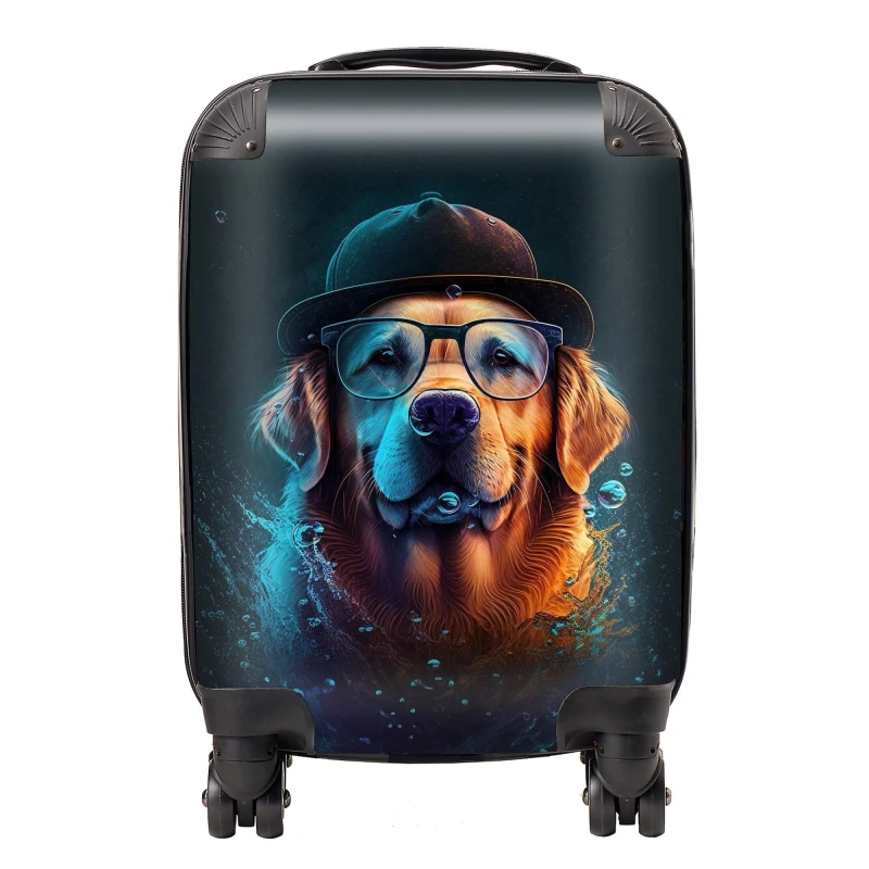 Image of Warren Reed - Designer Golden Retriever Dog Splashart Suitcase Size: Large Multicolor Unisex Large