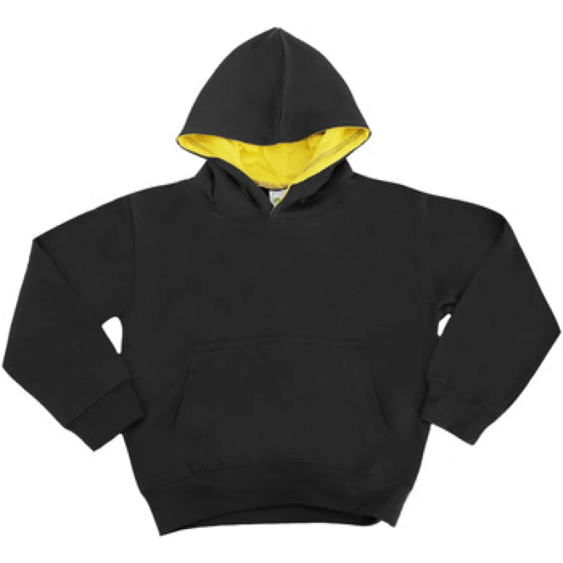 Image of AWDis Varsity Hooded Sweatshirt Hoodie in True Black Size: 3-4 Years True Black Unisex 3-4 Years