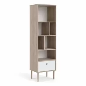 Image of Rome Bookcase With 1 Drawer In Jackson Hickory Oak Effect With Matt White