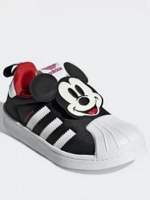 Image of adidas Originals Disney Superstar 360 Shoes, Black/White/Red, Size 11
