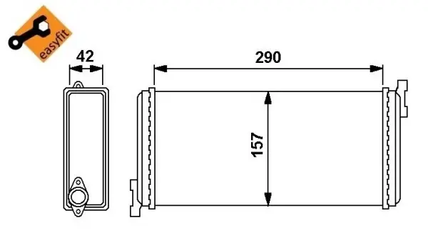 Image of NRF Heat Exchanger with attachment material 54240 Heater Core,Heat Exchanger, interior heating MERCEDES-BENZ,190 (W201)