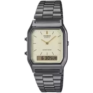 Image of Casio Grey, Cream and Silver Plastic/Resin Quartz Chronograph Watch