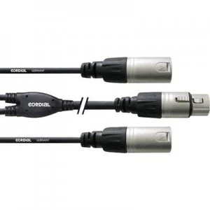 image of Cordial CFY0.3FMM XLR Adapter cable [2x XLR plug - 1x XLR socket] 30.00cm Black