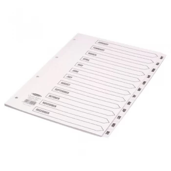 Image of Concord Classic Index January-December A4 White Board with Clear Mylar Tabs 02201/CS22