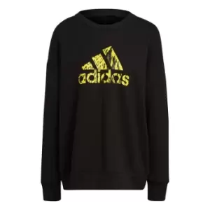 Image of Adidas Future Icons Animal Print Sweatshirt Black Green Women
