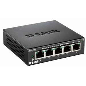 Image of D Link DES 105B 5 Port 10100 Metal Housing Desktop Switch UK Plug