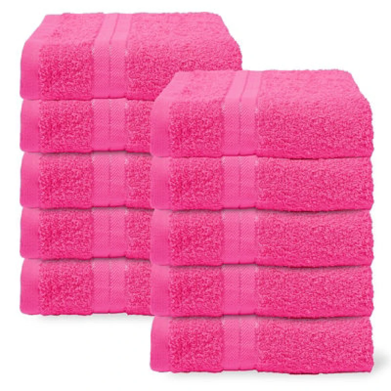 Image of OHS OHS 10 Pack of 100% Cotton Bathroom Hand Towel in Pink Pink Hand Towel Unisex 5027434228904