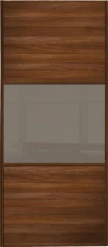 Image of Wickes Sliding Wardrobe Door Wideline Walnut Panel and Cappuccino Glass - 2220 x 914mm