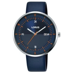 image of Lorus RH963LX9 Mens Dress Watch with Large Slim Dial & Navy Leather Strap