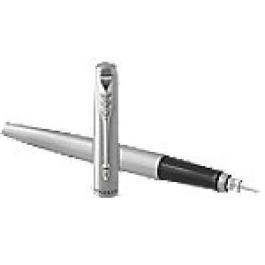Image of Parker Jotter Fountain Pen Stainless Steel Barrel Medium Blue