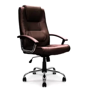 Image of High Back Leather Faced Executive Chair with Chrome Base, Burgundy