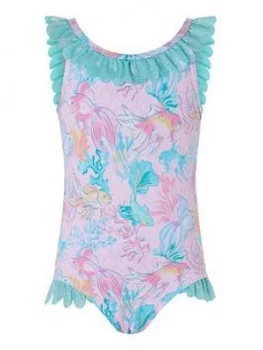 Image of Monsoon Baby Girls Dinah Shimmer Swimsuit - Pale Pink