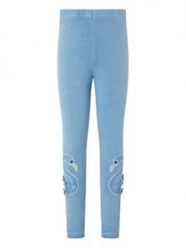 image of Monsoon Girls Flamingo Garment Dye Legging - Blue