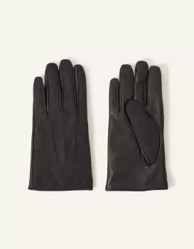 Image of Accessorize Leather Gloves in Wool Blend Grey, Size: One Size