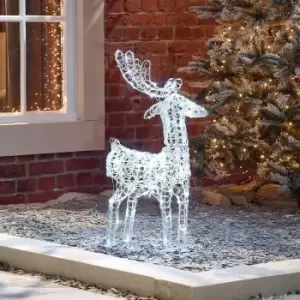 The Winter Workshop - Miracle the 80cm Spun Acrylic Christmas Reindeer Decoration Figure - Cool White