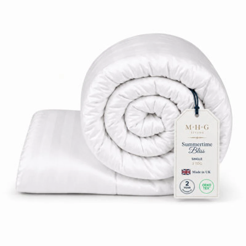 Image of MHG Living 3 Tog Summer Duvet - Lightweight Striped Microfibre Duvet, Breathable & Hypoallergenic