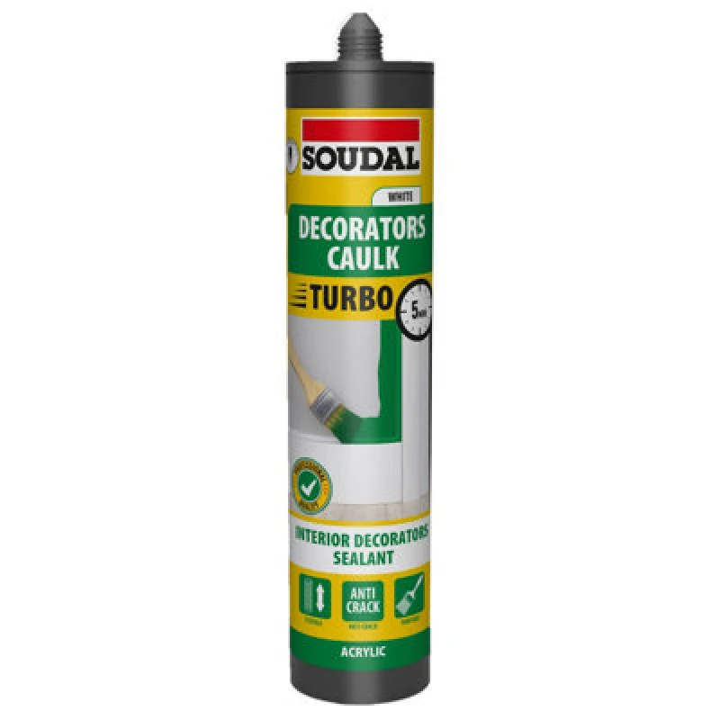 Image of Soudal Turbo White Decorators Caulk 290Ml