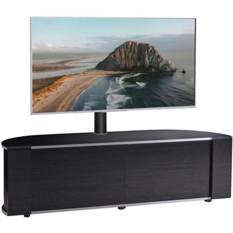 Image of Mda Designs Sirius 1600 Black With Beamthru Remote-Friendly Doors For Flat Screen Tvs Up To 65" With Mounting Bracket
