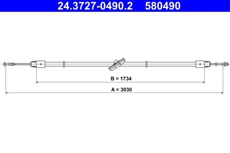 Image of ATE 24.3727-0490.2 Brake Cable 3030mm Cable,parking brake (124)