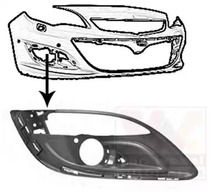 Image of VAN WEZEL 3753594 Bumper Grill ** Equipart ** Fitting Position: Right Front, with hole(s) for fog lights Ventilation Grille,bumper (244)
