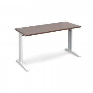 image of TR10 Straight Desk 1400mm x 600mm - White Frame Walnut Top