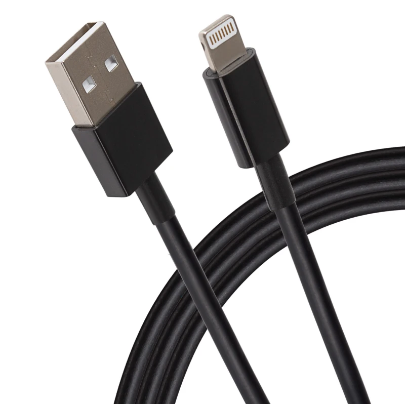 Image of Maplin USB-A to Lightning Connector Cable TPE Jacket 12W 1m Black
