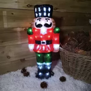 image of 60 LED Acrylic Nutcracker Outdoor Christmas Decoration Cool White Light Up Garden Ornament