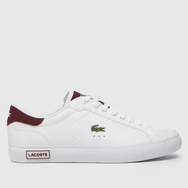 Image of Lacoste powercourt trainers in white & burgundy White/Burgundy UK 9 (EU 43)
