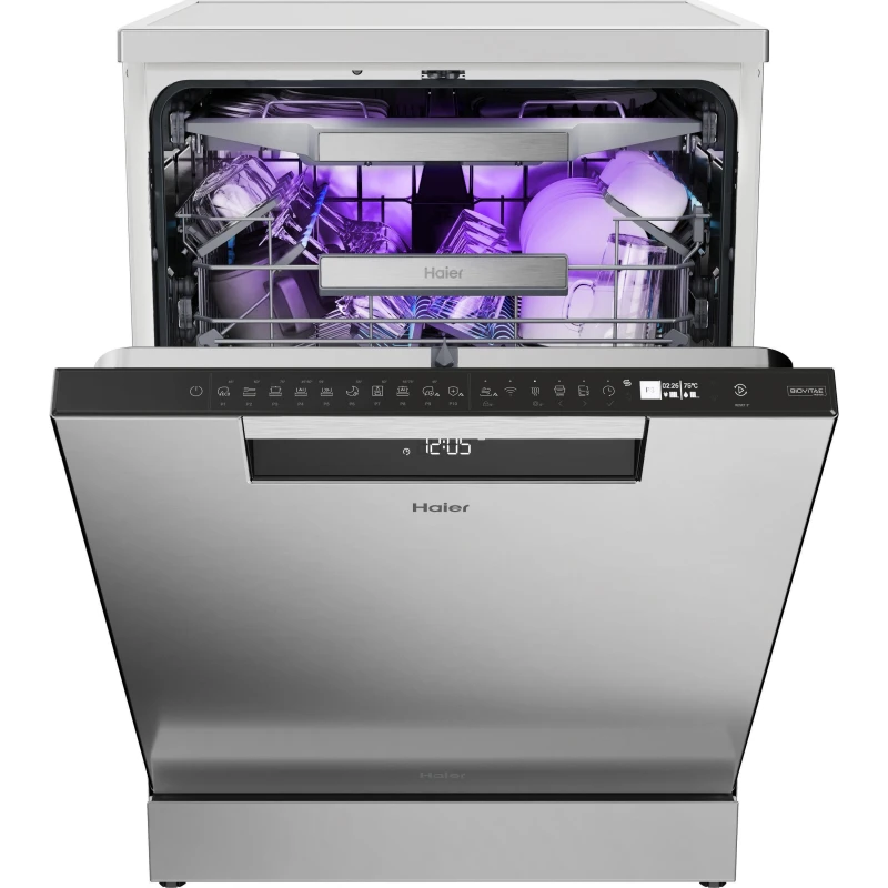 Image of Haier I-PRO SHINE SERIES 5 - Biovitae Collection XF 6B2M3BX-80 WiFi Connected Full Size Dishwasher - Stainless Steel - B Rated