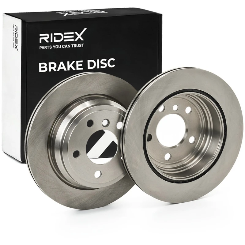 Image of RIDEX 82B1224 Brake disc Rear Axle, Vented, Cast Iron, Uncoated, Untreated, without bolts/screws Cast Iron Brake Disc (82)