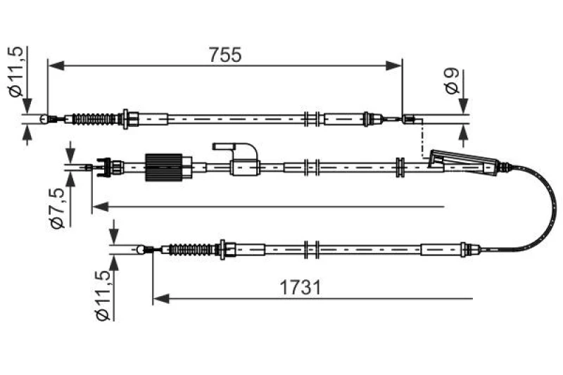 Image of Handbrake cable Bosch 1 987 482 804