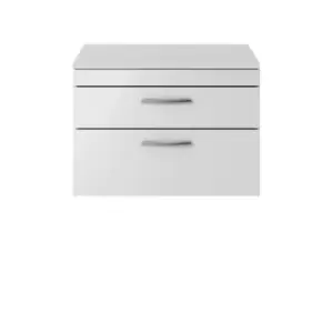 image of Nuie Athena 800 Wall Hung 2-drawer Vanity & Worktop - Gloss Grey Mist