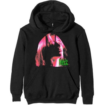 Image of Billie Eilish - Neon Shadow Pink Unisex Large Hoodie - Black