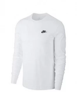 Image of Nike Club Long Sleeve T-Shirt - White/Black