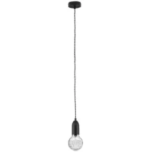 Image of Kitimat Slim Pendant Ceiling Light Black Metal, Clear Glass LED G9 - Merano