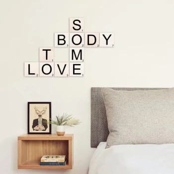 Image of Scrabble Set - 11 Black White Decorative Wooden Wall Accessory