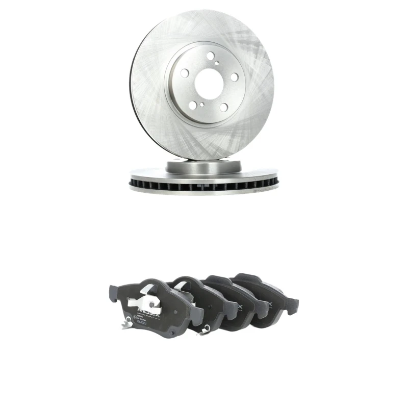 Image of RIDEX 3405B2678 Brake disc and pads set Front Axle, Brake Disc Type: Vented, incl. wear warning contact Brake Set,disc brakes (3405)